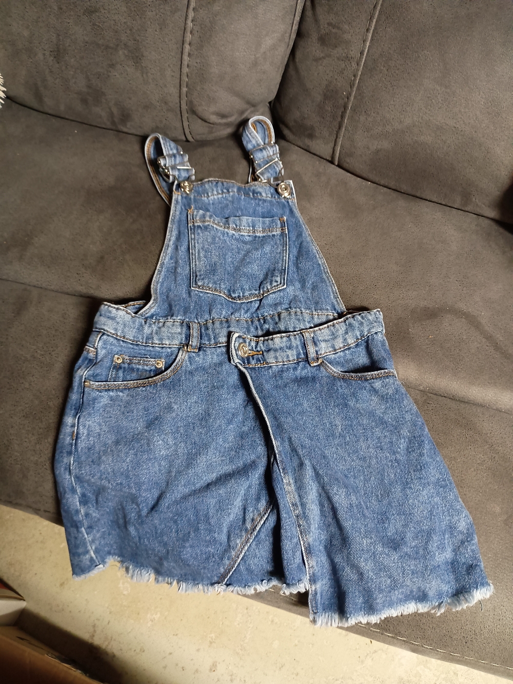 Zara Kids Classic Blue Denim Overall Skirt 134cm